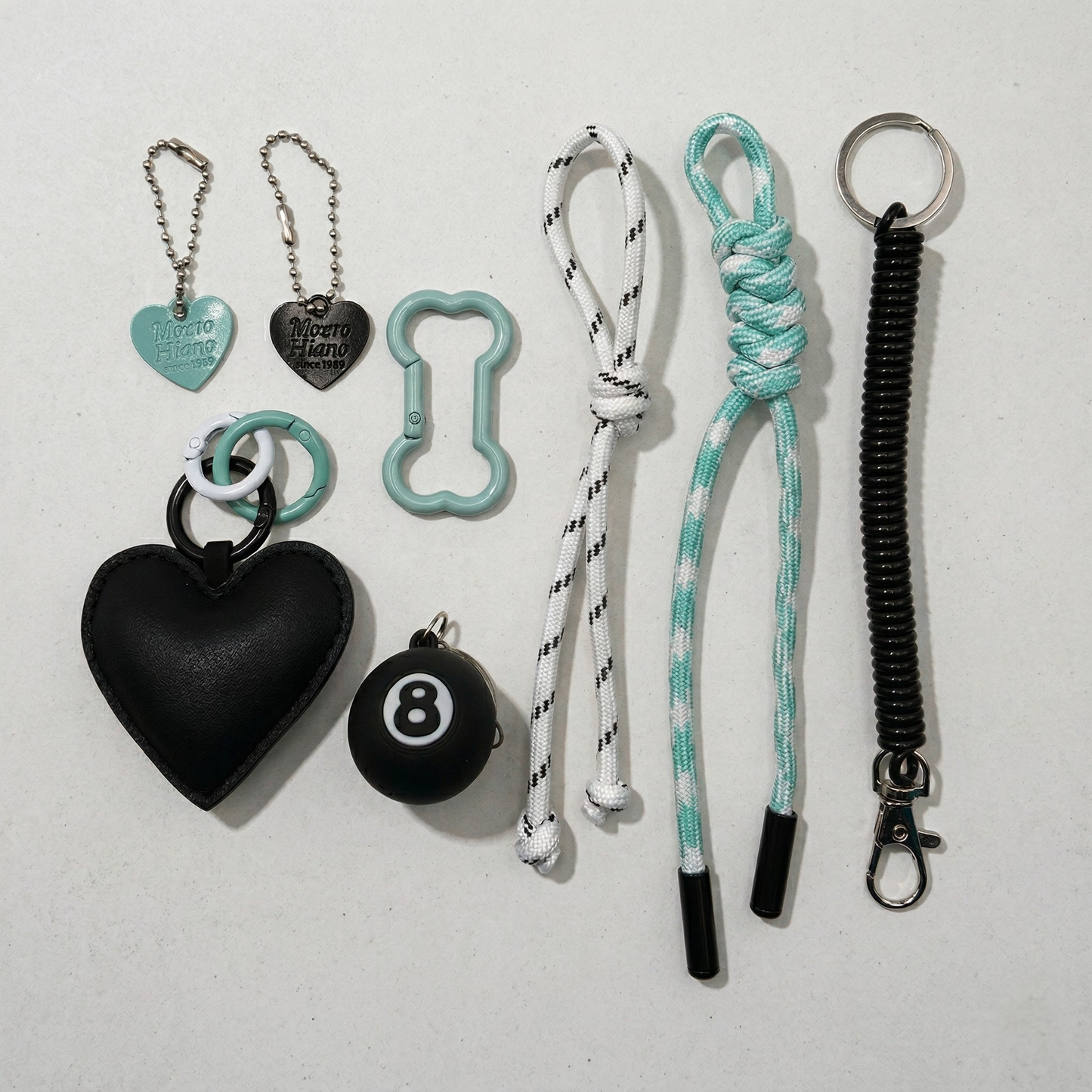 Heartbreak Club: Black & Mint Layered Bag Charm / Keychain